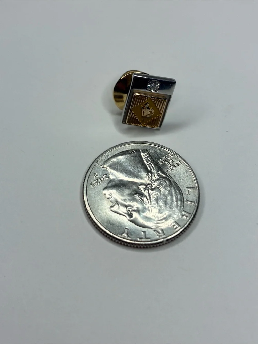 Vintage Gold And Silver Diamond 10K EMB CTO Horse Jockey Equestrian Lapel Pin